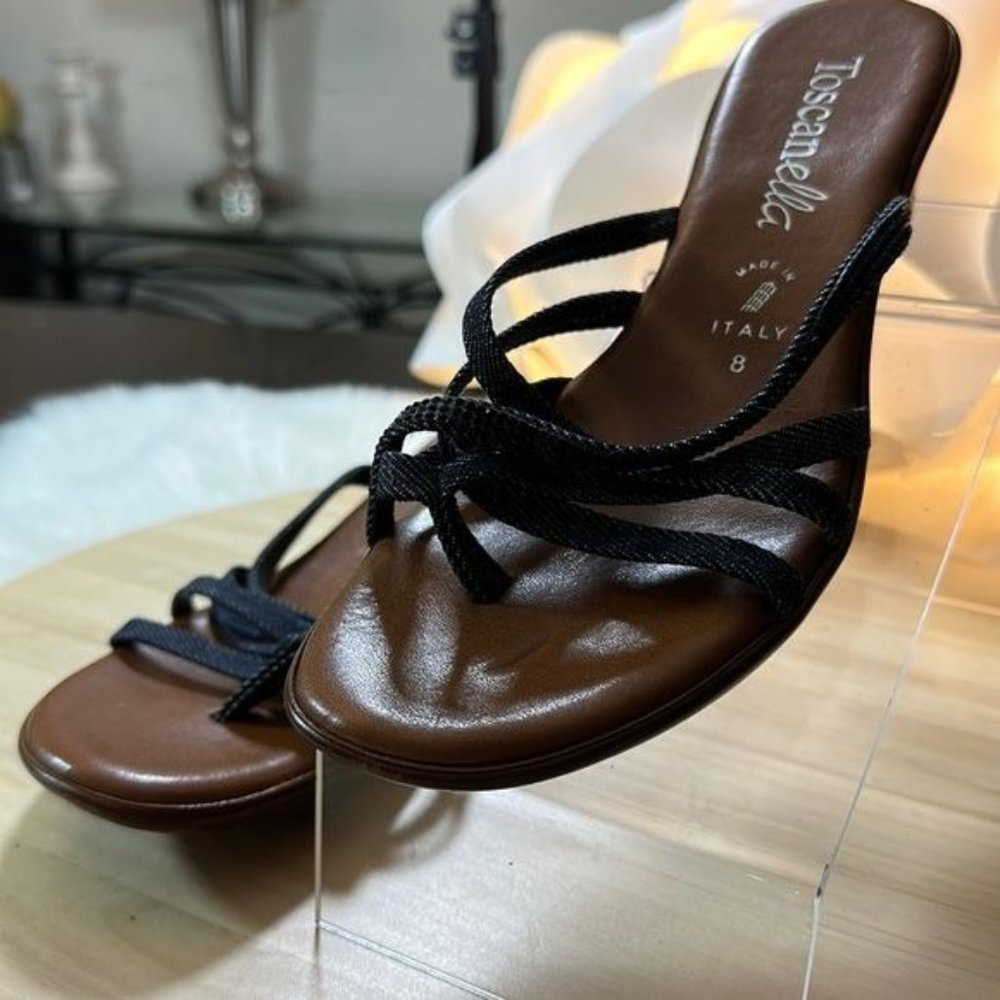 Toscanella sandal denim Greek Toe Bands Blue Jean Accent Size 8 blue